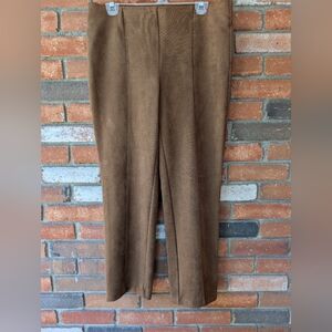 Rafaella Women's Faux Suede Pull On Straight Leg Camel Color Pants Size 12
